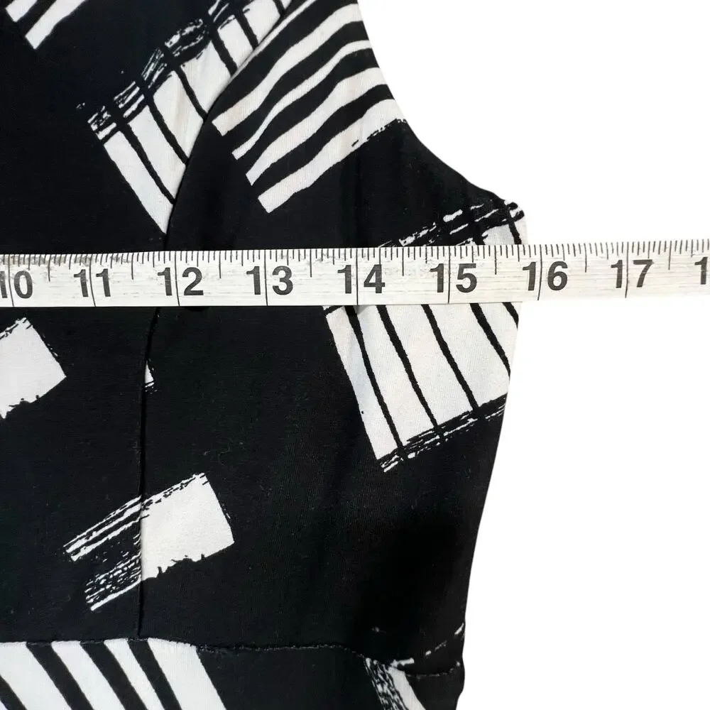 Soma Maxi Dress Womens S Black White Geometric Striped Empire Waist Soft Comfort